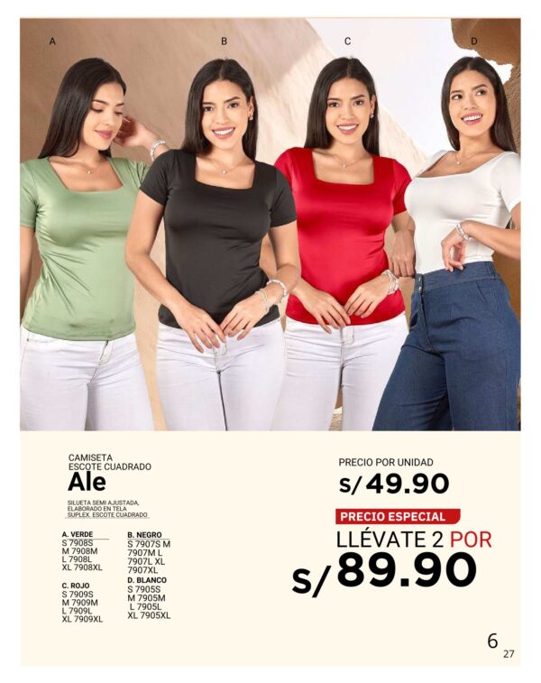 CAMISETA ESCOTE CUADRADO ALE