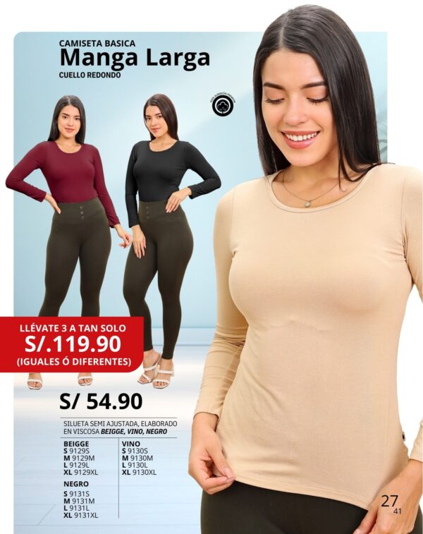 Camiseta básica manga larga