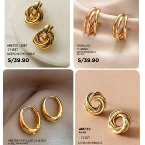 Aretes argollas ovaladas