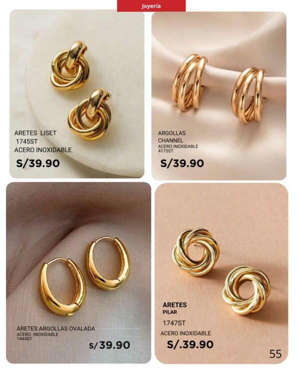 Aretes argollas ovaladas